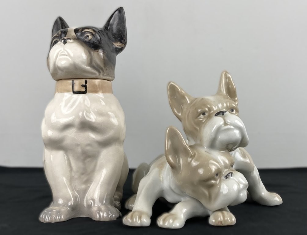 Japanese Porcelain Boston Terrier Figures - 2