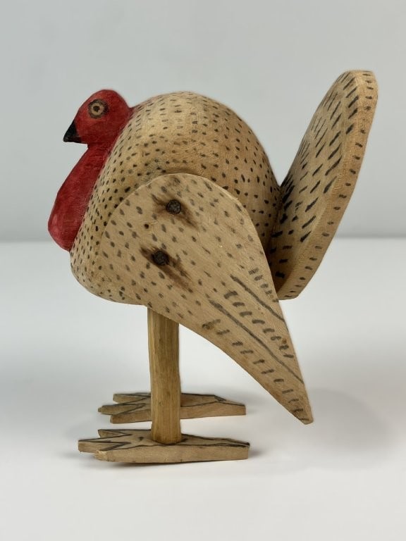 Folk Art Polychromed Turkey - 3