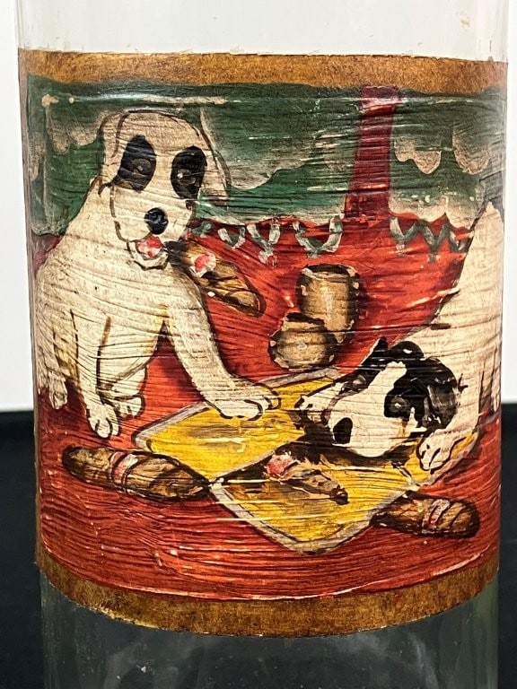 Folk Art Polychromed Dog Bottle - 2