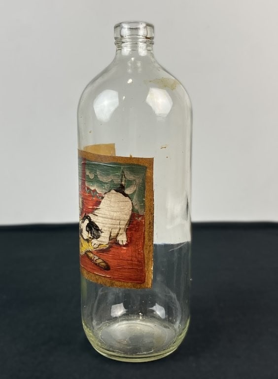 Folk Art Polychromed Dog Bottle - 5