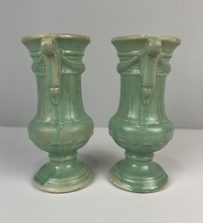 Pair of Brush McCoy Empress Line Urn Vases - 3