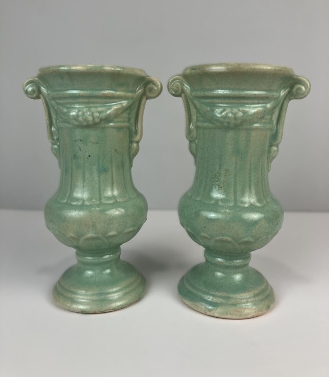 Pair of Brush McCoy Empress Line Urn Vases - 4