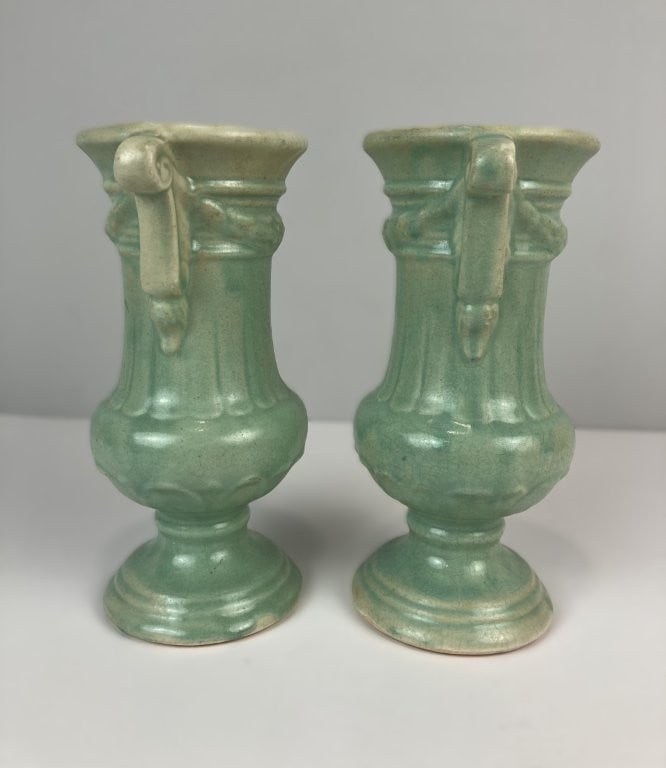 Pair of Brush McCoy Empress Line Urn Vases - 5