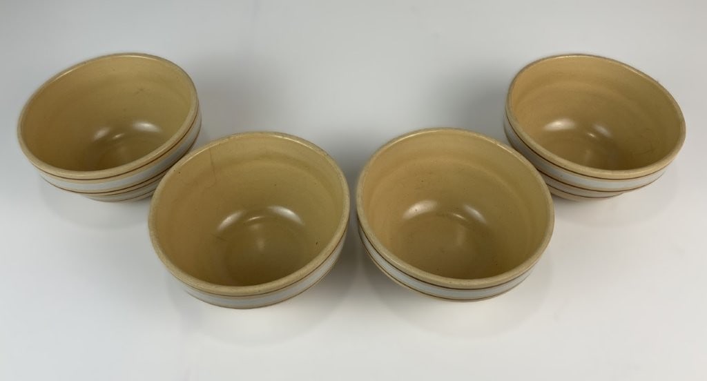 Four Over and Back Yellow Ware Bowls - 2
