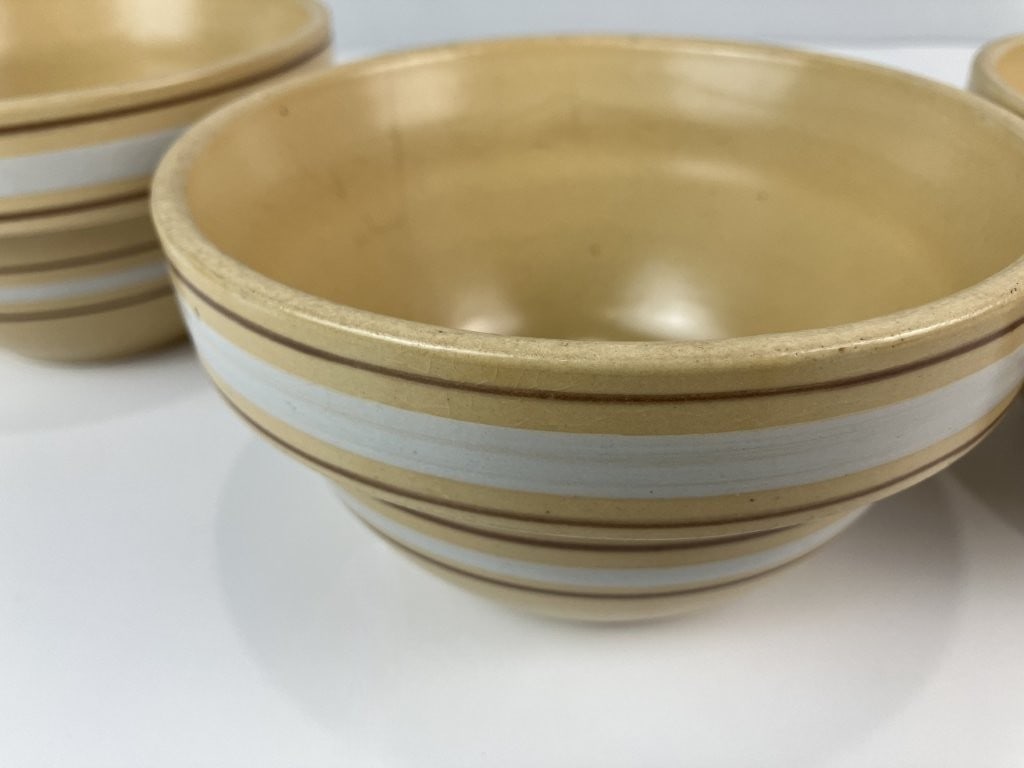 Four Over and Back Yellow Ware Bowls - 3