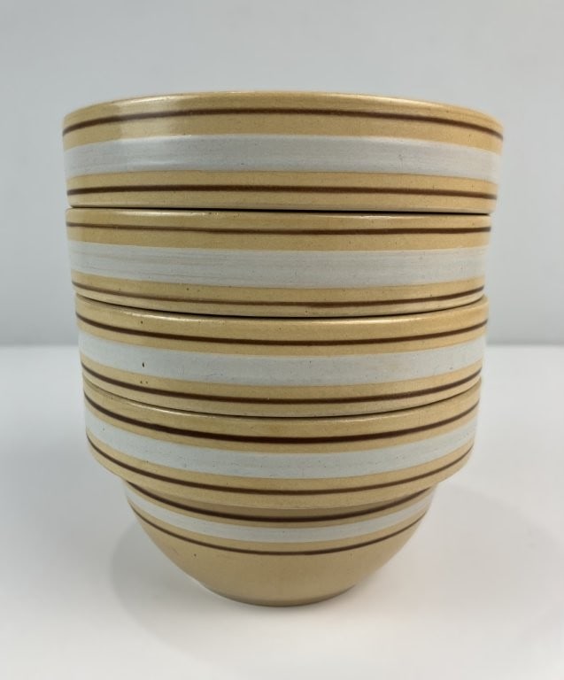 Four Over and Back Yellow Ware Bowls - 4