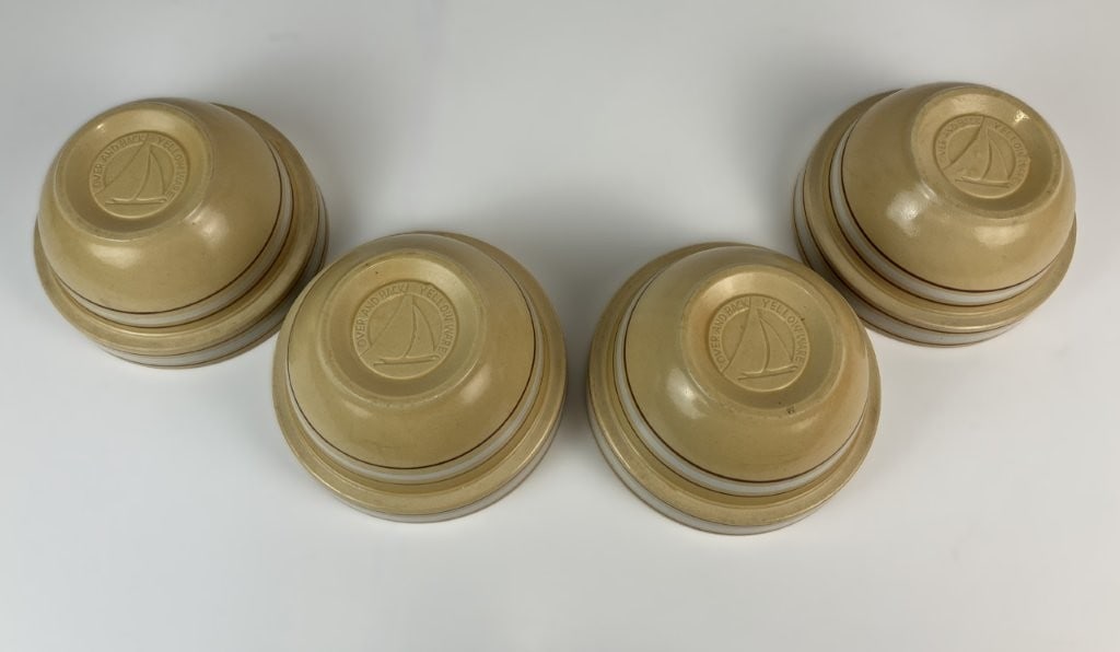 Four Over and Back Yellow Ware Bowls - 5