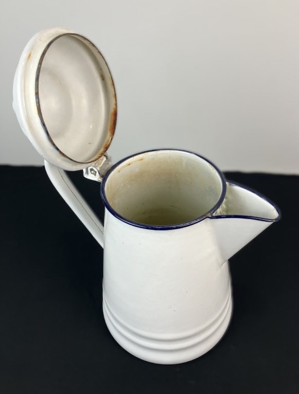 White Enamelware Coffee Pot - 2