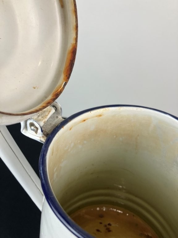 White Enamelware Coffee Pot - 3