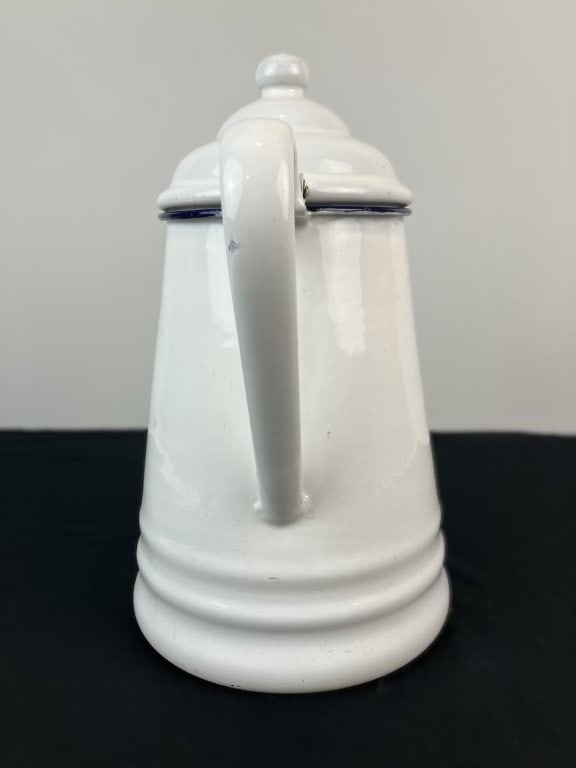 White Enamelware Coffee Pot - 4