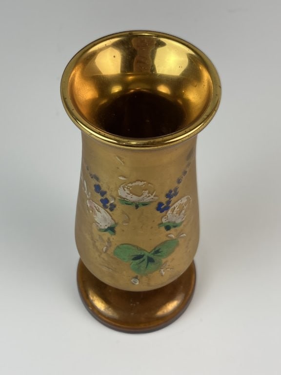 Gold Gilt Bohemian Decorated Glass Vase - 2