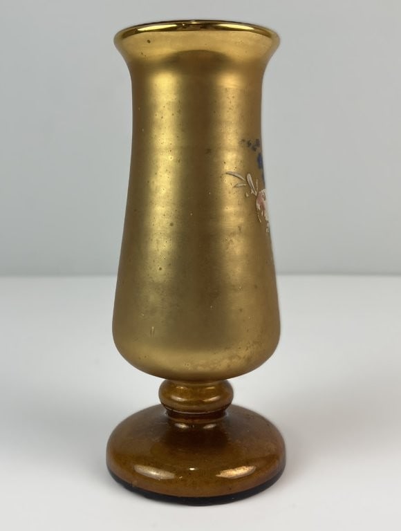 Gold Gilt Bohemian Decorated Glass Vase - 4