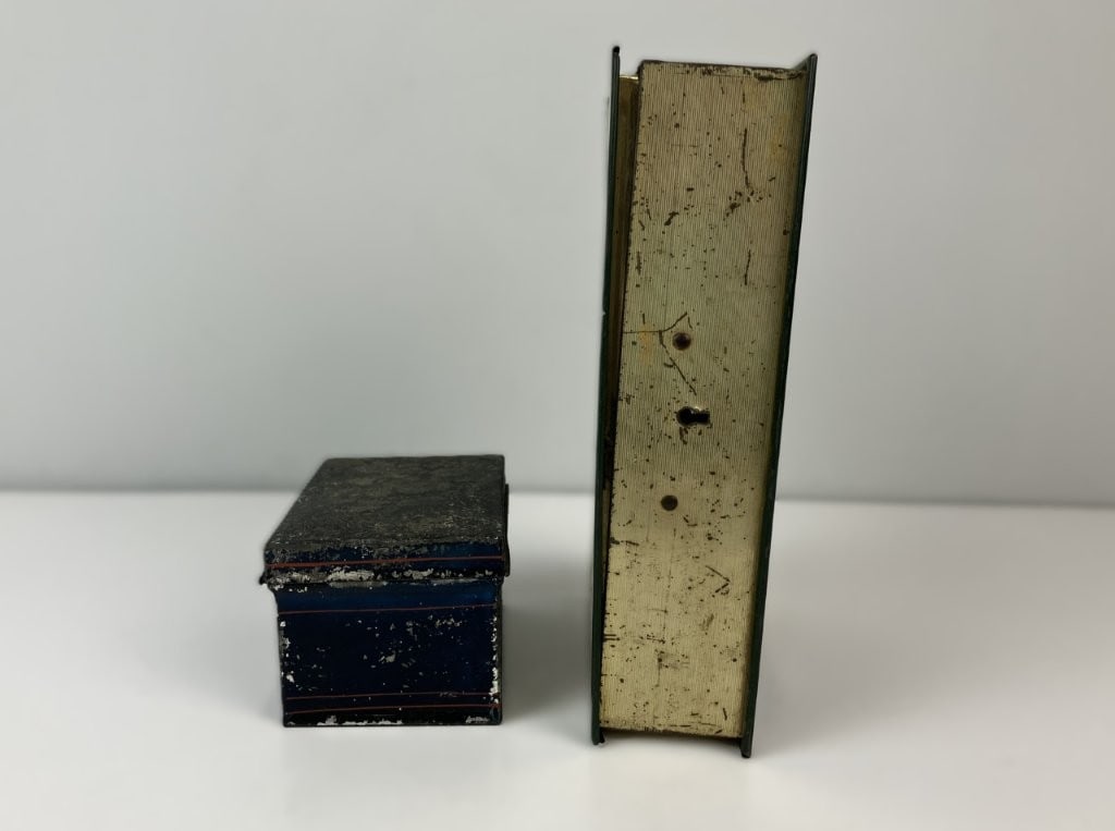 Tin Toleware Box and Lithographed Dog Box Bank - 3