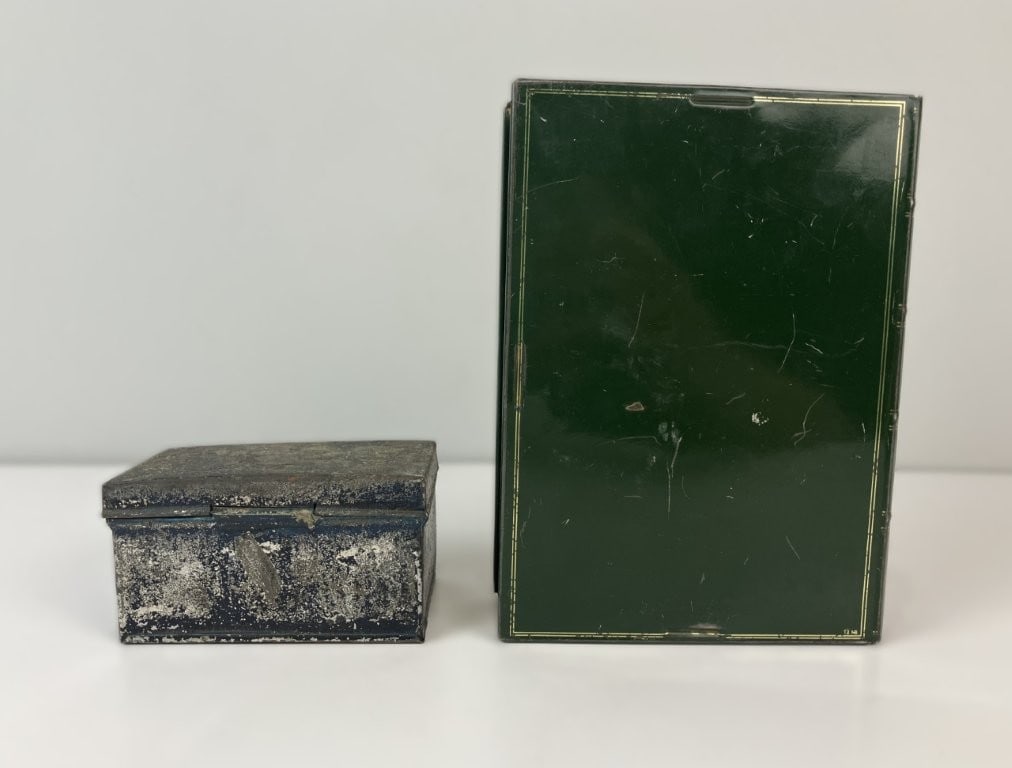 Tin Toleware Box and Lithographed Dog Box Bank - 4