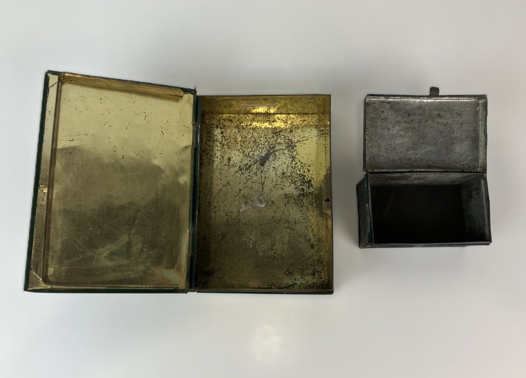 Tin Toleware Box and Lithographed Dog Box Bank - 6