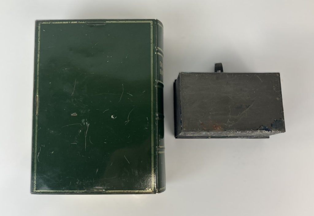Tin Toleware Box and Lithographed Dog Box Bank - 7