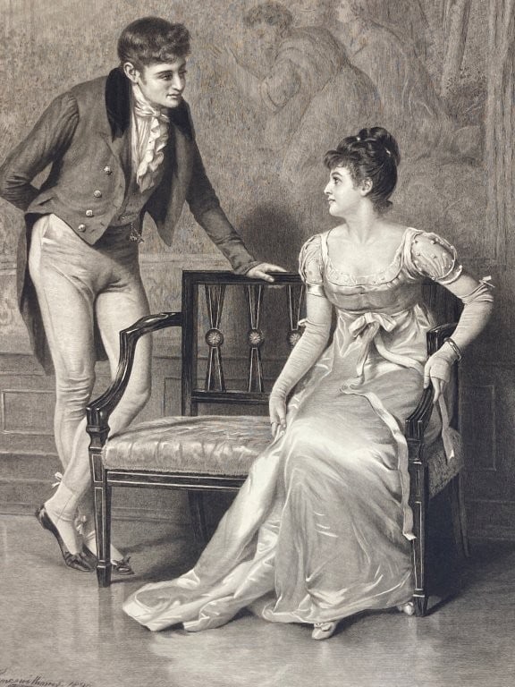 19th-Century, John Haynes Williams, Courting Couple, Engraving - 2