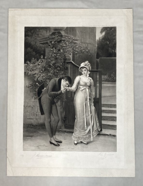 19th-Century, John Haynes Williams, Courting Couple, Stipple Engraving (1 of 6)