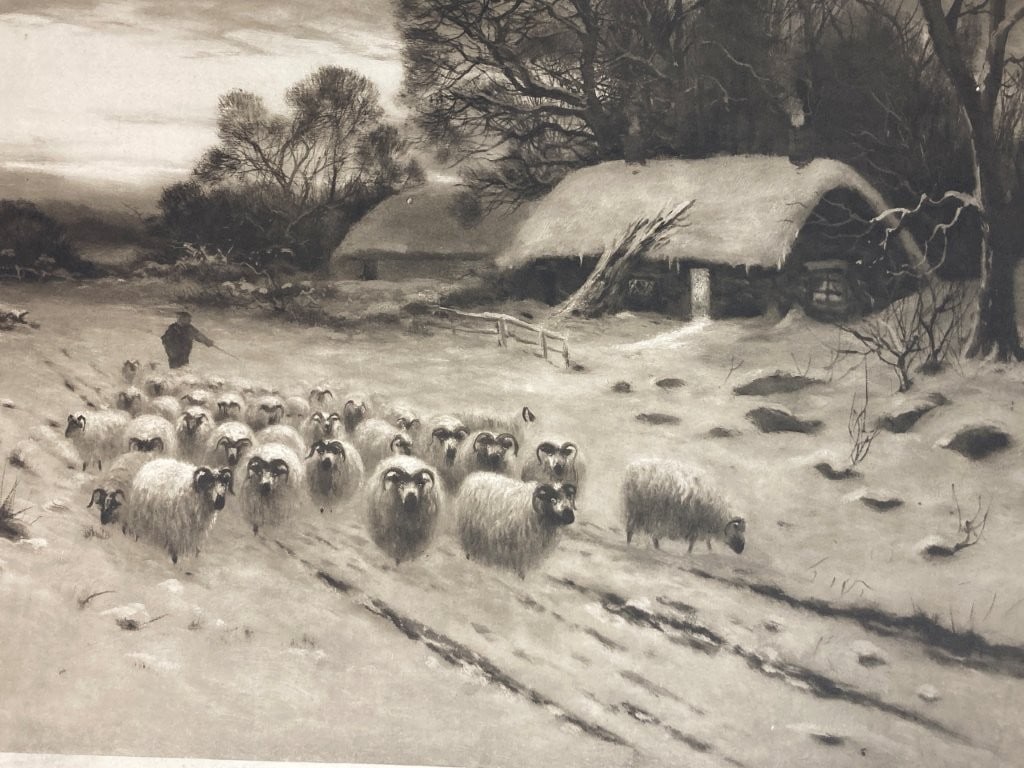 Early 20th-Century, Sheep Herder in Pastoral Landscape, Engraving - 2
