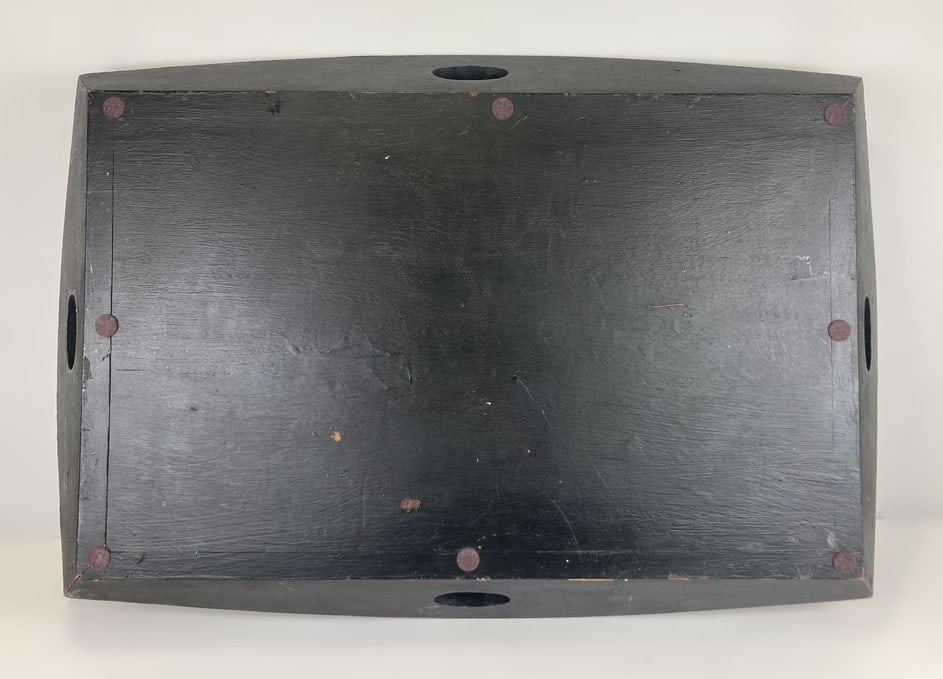 Large Paint-Decorated Wooden Tray - 4