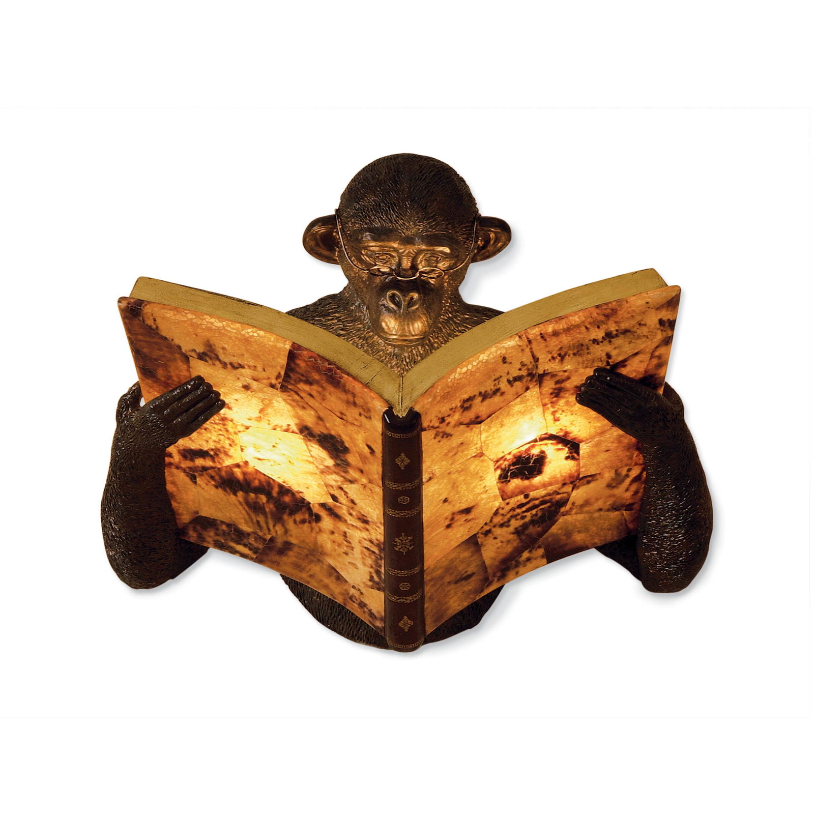 Maitland-Smith Monkey Book Sconce - Unique Decorative Wall Sconce, Brass Finish (1 of 13)