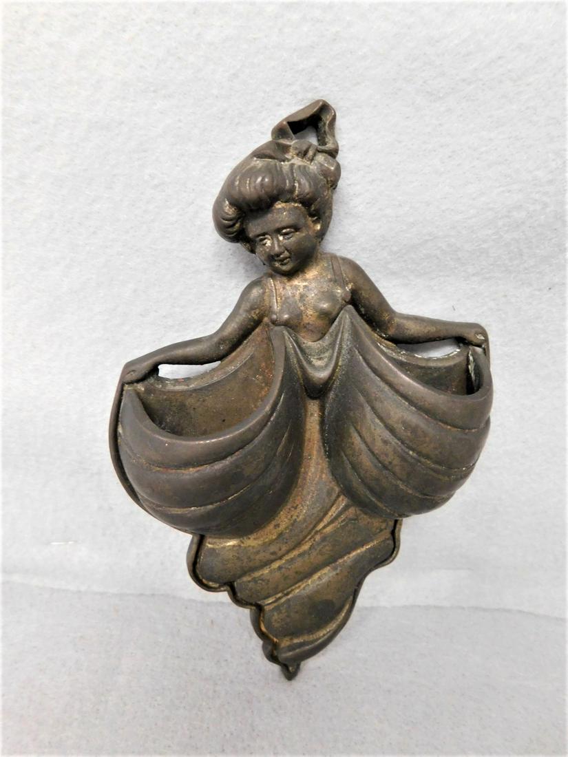 Iron Match Safe: 6 1/2in.H. Dbl. Figural Match Safe of Noveau Lady