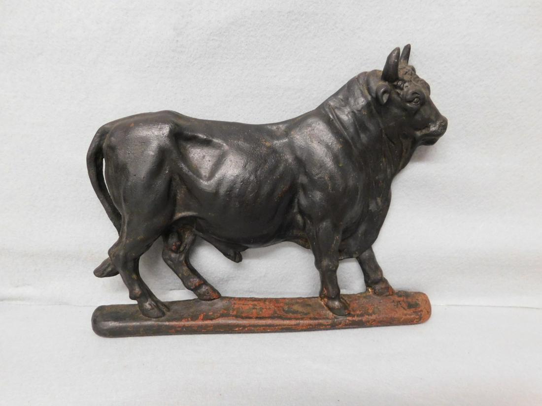 Iron "Bull" Plaque: 11x8 1/2in. Cast Iron "Bull" Wall Plaque, Possibly Used As An Advertisement