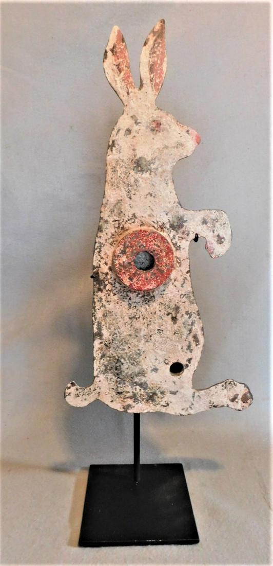 Early 20thC. Iron "Sitting Rabbit" Target: Early 20thC. Iron Sitting Rabbit Target w/Custom Std. Attrib. to Hoffman - 19 1/2in. H.x 10in.W.