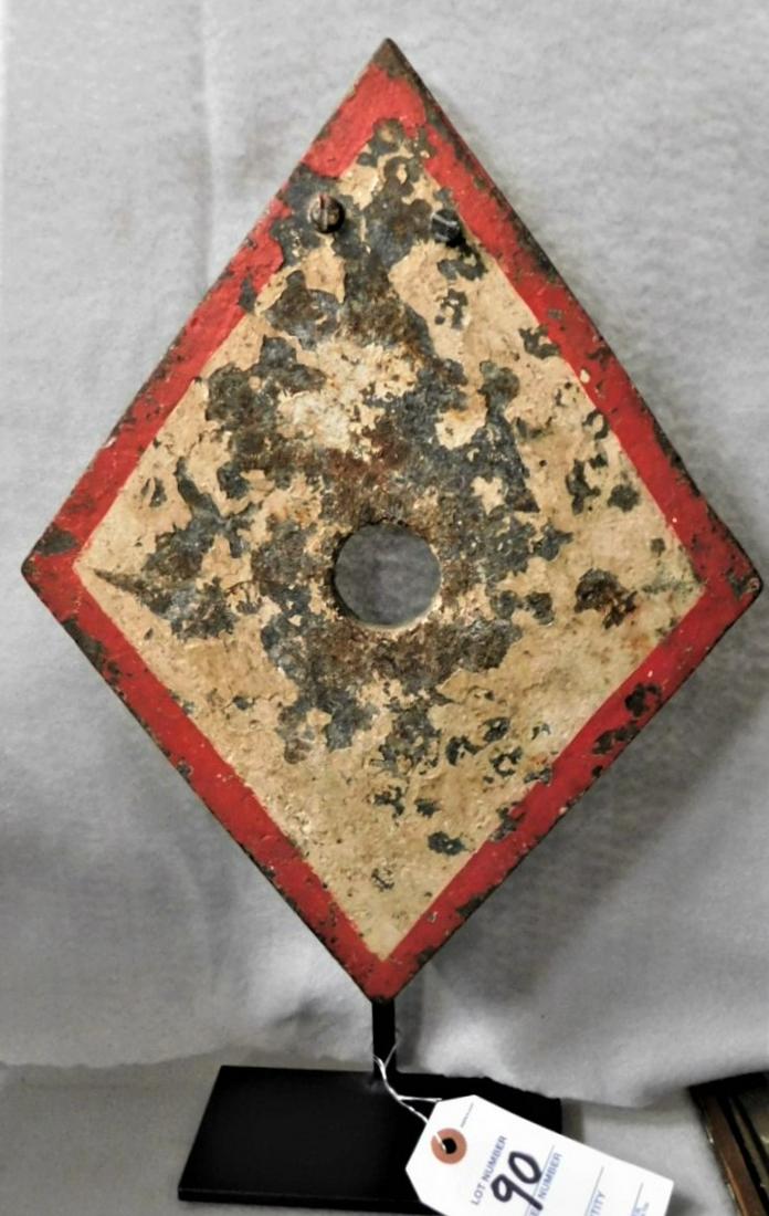 Early 20thC. "Iron Card Suits Diamond" Target: Early 20thC. "Iron Card Suits Diamond" Target w/Custom Std. in Gd. Cond. - 13 3/4in.H. x 10 1/4in.W.