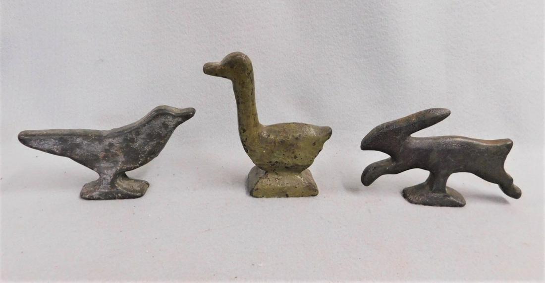 Lot of 3 - Early 20thC. "Animal" Targets: Lot of 3 Early 20thC. Knockdown Animal Targets - Bird (3"H.x6"W.), Goose (4"H.x5"W.), Running Rabbit ( 3 1/2"Hx5 3/4"W.) In VG Cond.
