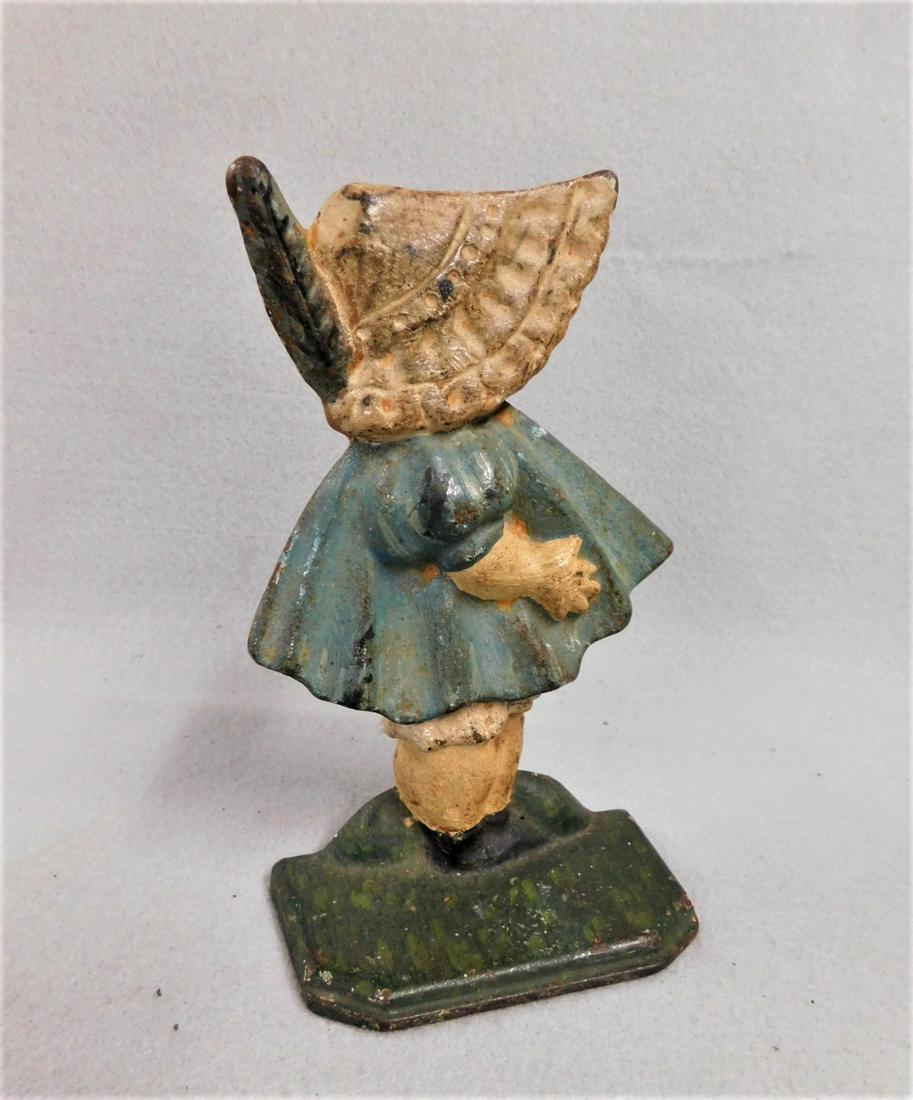Iron Hubley Sunbonnet Sue Doorstop: Vintage Iron Hubley Sunbonnet Sue Doorstop w/Feathered Hat in VG Cond. - 6 1/4in.H.x 4in.W.