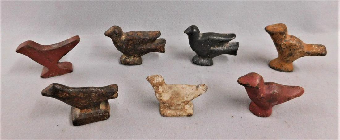 Lot of 7 Early 20thC. Iron Targets: Lot of 7 Early 20thC. Iron Bird Knockdown Targets Ranging in Sz. from 2 1/4in. to 3 1/4in.H.