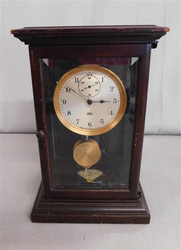 Vintage Battery Clock "Poole" Crystal Regulator: Vintage Battery Operated Clock "Poole" Crystal Regulator Style Marked "Morse Chain Co. Ithca, NY" With Built in Level - 11in.H. x 7 in.W. x 5in.D. 11"H x 7"W x 5"D