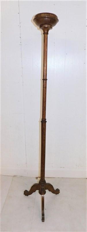 Oak Pedestal Fern Stand: Oak Pedestal Fern Stand w/ Tri-Foot Base, 62 3/4" H x 7 1/4" Top Width, Base 15"W