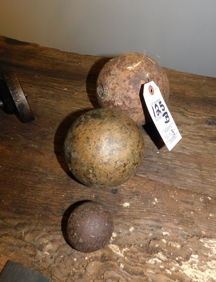 Lot of 3 Cannon Balls: Lot of 3(Found another small one) Cannon Balls in Gd. Cond.