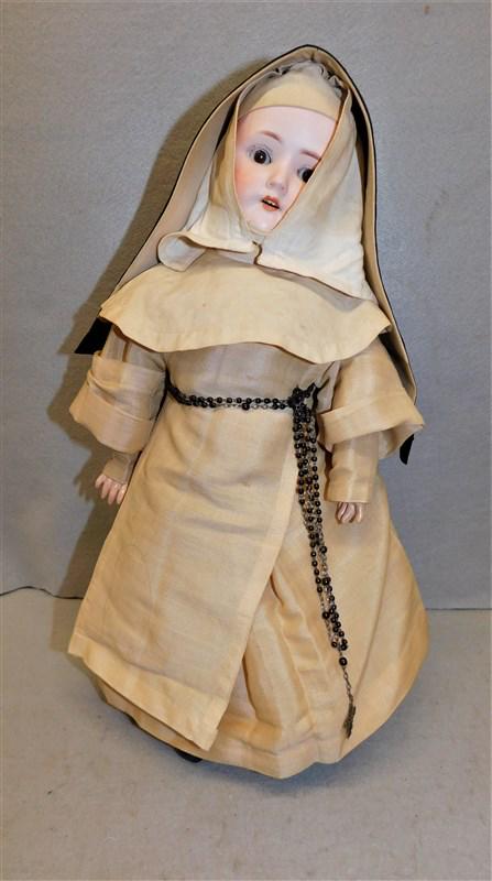 Bisque Schoenau Hoffmeister "Dominican Sister" Doll: 18in.H.Bisque Head "Dominican Sister"Doll" Schoenau Hoffmeister(PB) 1909 1 1/2 Germany" w/Orig. Outfit in VG Cond.