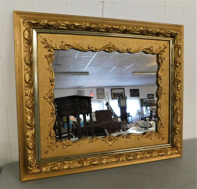 Fancy Wall Gold Gilt Mirror: Fancy Wall Gold Gilt Mirror w/Shaped Type Matting in VG Cond.