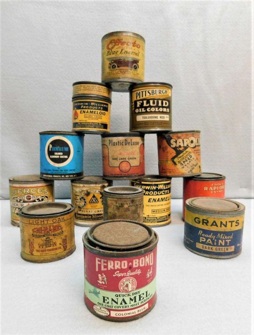 Lot of 14 Vintage  Advertising 1/2 Pint Cans (1 of 3)