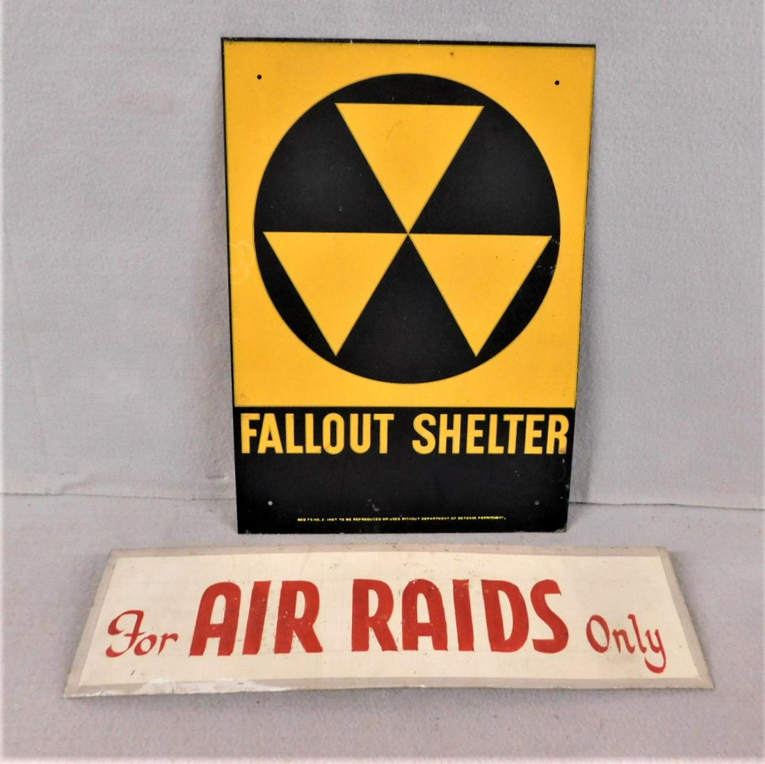 Lot of 2 Vintage Signs - "Air Raid" & "Fallout Shelter" (1 of 1)