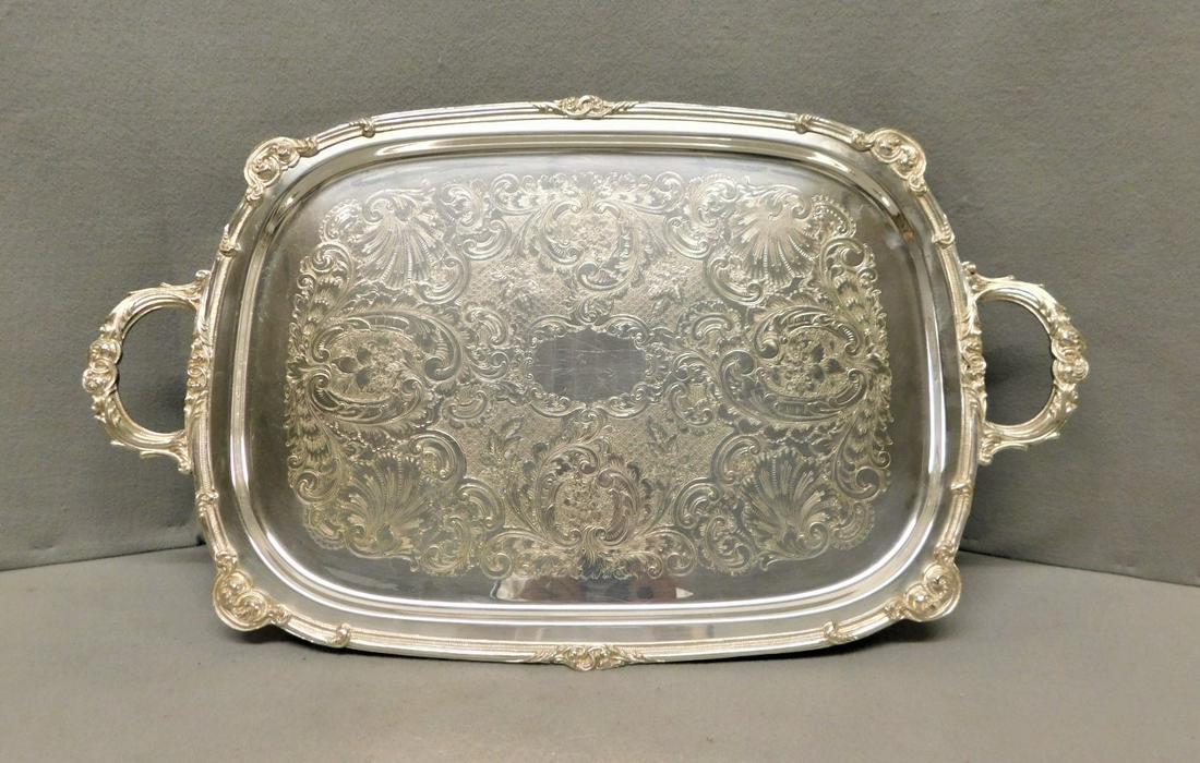 Lg. Ornate S.P. Tray with Handles (1 of 2)
