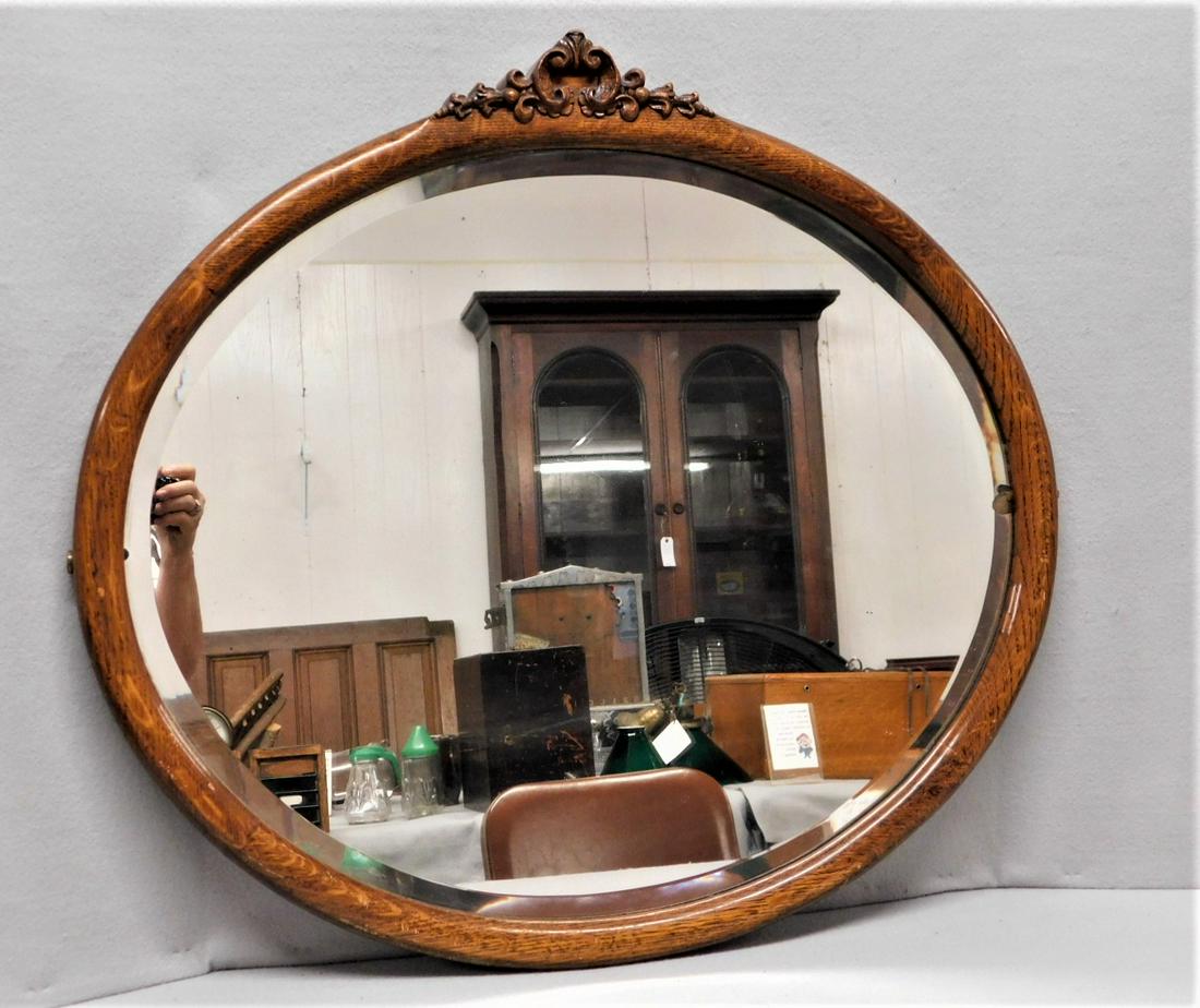 Oval Oak Frame Mirror (1 of 2)
