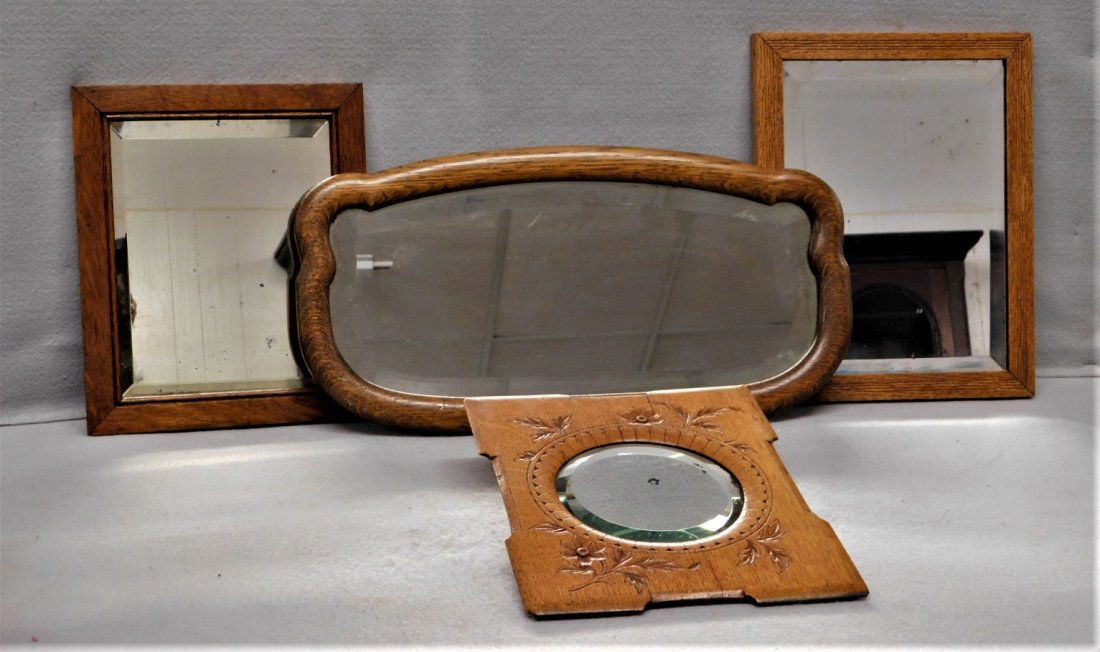4 Small Oak Framed Mirrors (1 of 2)