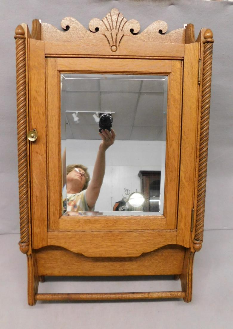Oak Medicine Cabinet with Mirror (1 of 5)