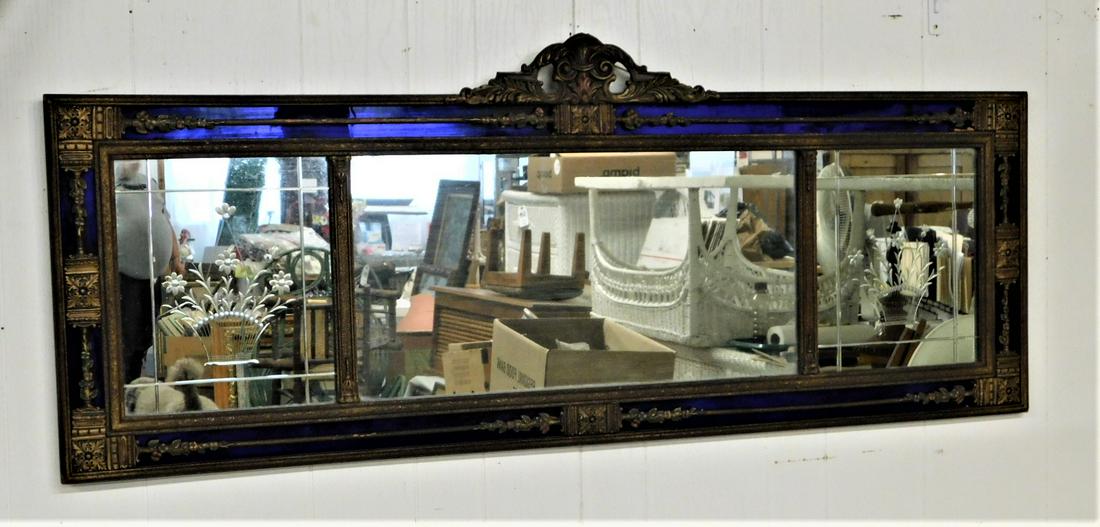 Deco Wall Mirror W/Blue Insets (1 of 2)
