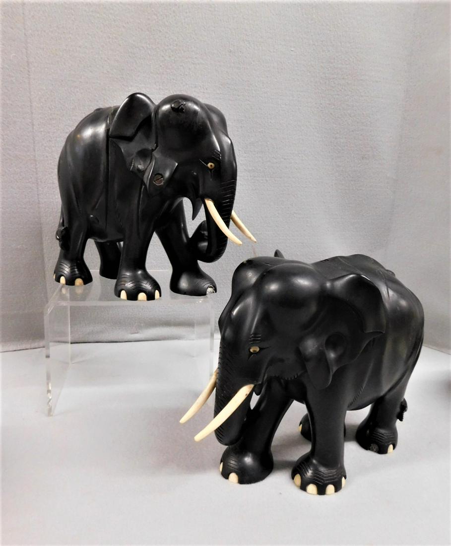 2 Wooden Ebony Figural Elephants (1 of 2)