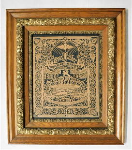 Lg. Handcarved "Lord's Prayer": Lg. Handcarved "Lord's Prayer" in Fancy Oak & Gold Gilt Frame in VG Cond. (Prayer only 19h x15in.W.) (w/Frame 31 1/2H.x27in.W.)