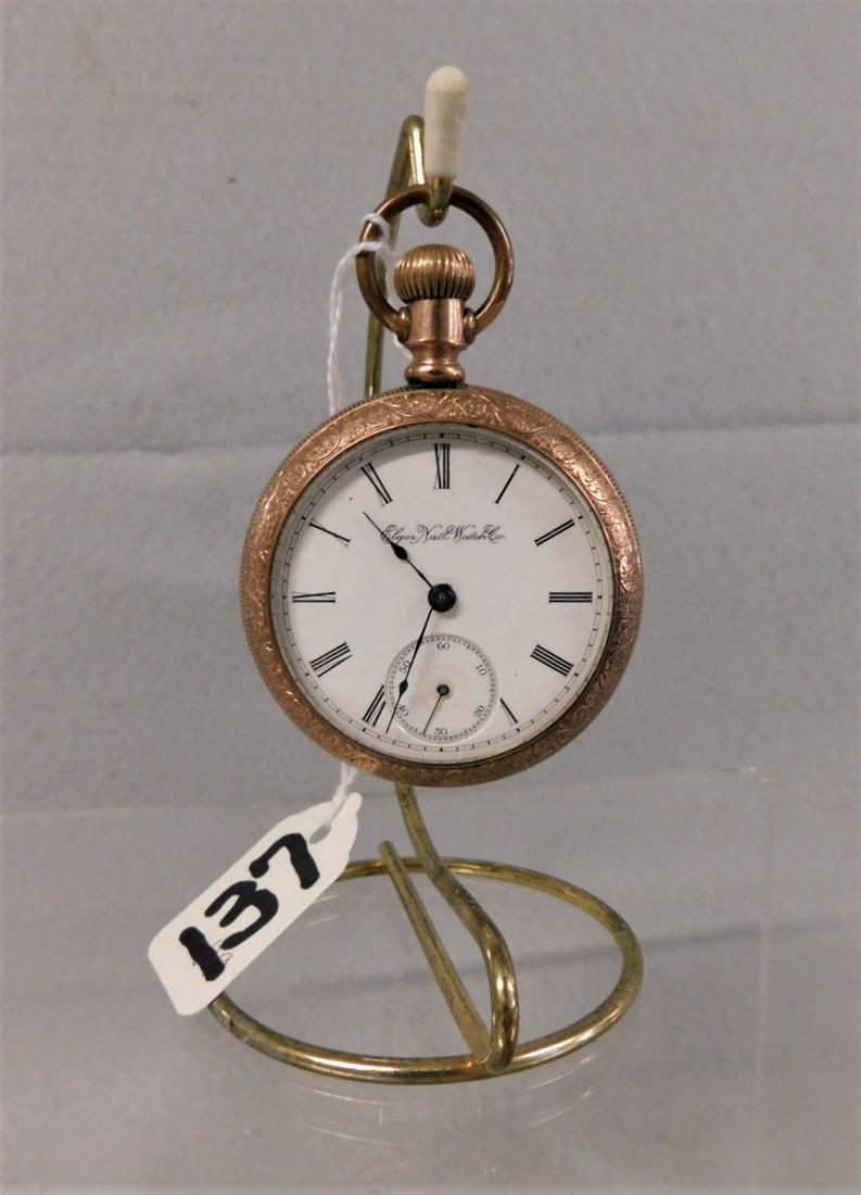 Elgin G.F. Pocketwatch: Elgin National Watch Co. Pocketwatch Pat. 1884 in Beautiful engraved G.F. in VG Cond., Working