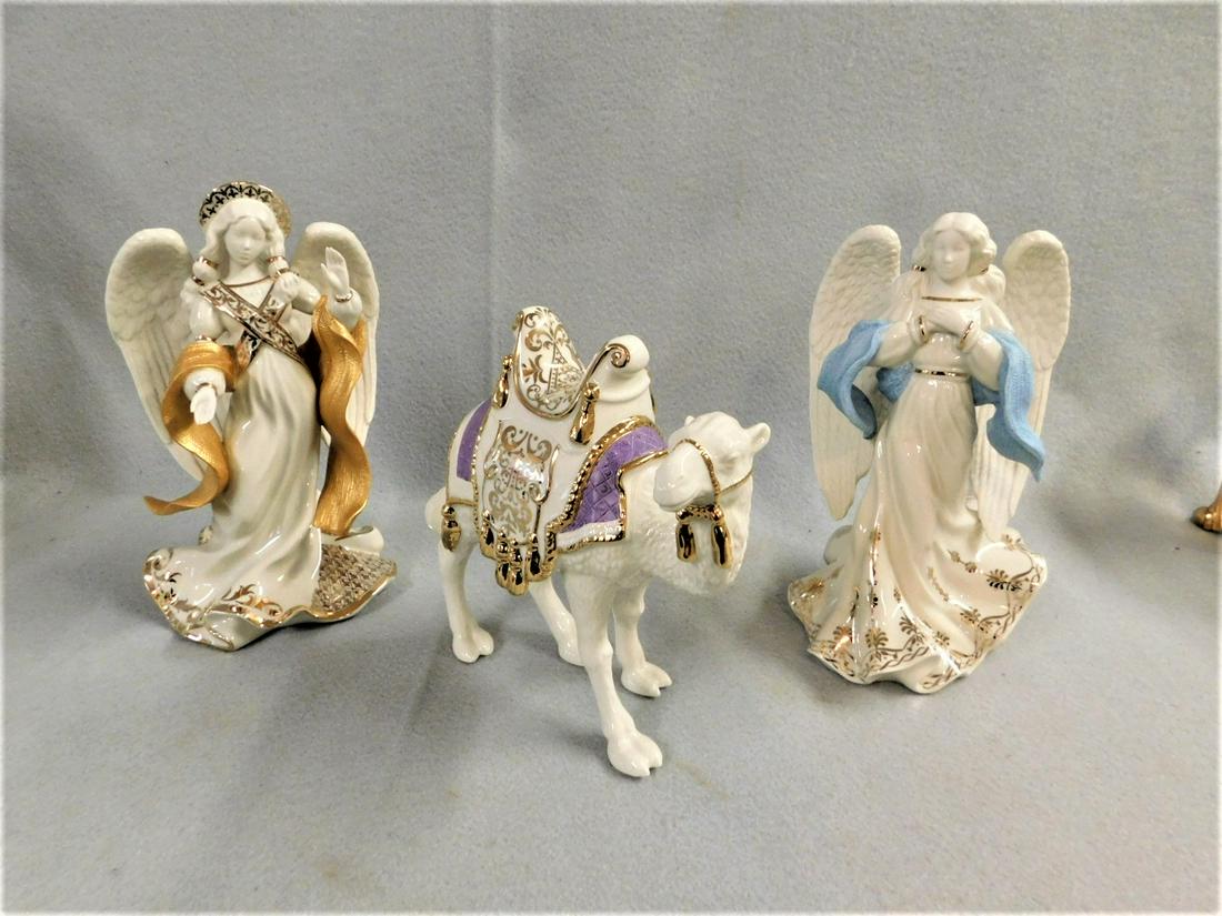 Lot of 3 Pcs. of Lenox China: Lot of 3 Pcs. of Lenox China - "First Blessing Nativity" incl. 2 Angels & A Camel in Perfect Cond. - Angels -9in.H.; Camel 7 1/2in.H
