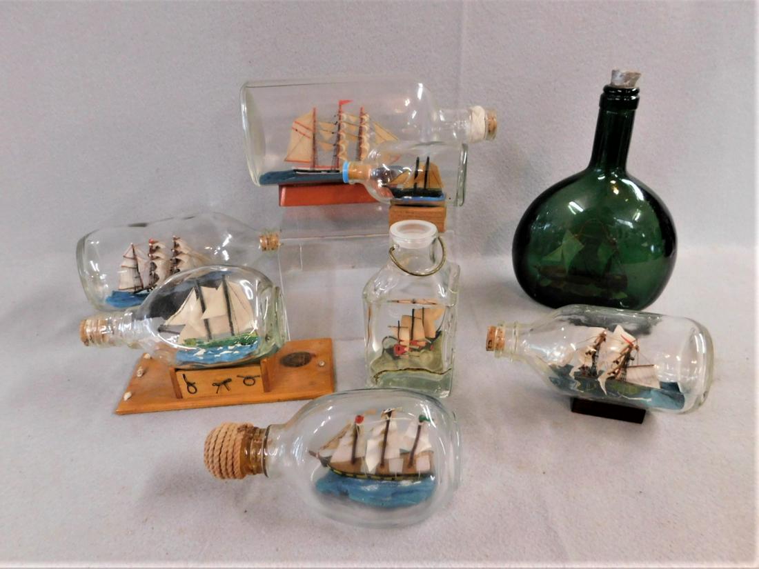 Lot of 8 Model Ships in Bottles: Lot of 8 Model Ships in Bottles in Gd. Cond.