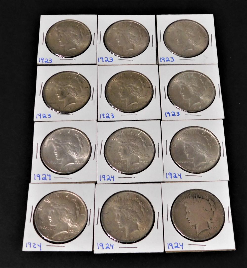 Lot of 12 Silver Peace Dollars (1 of 2)